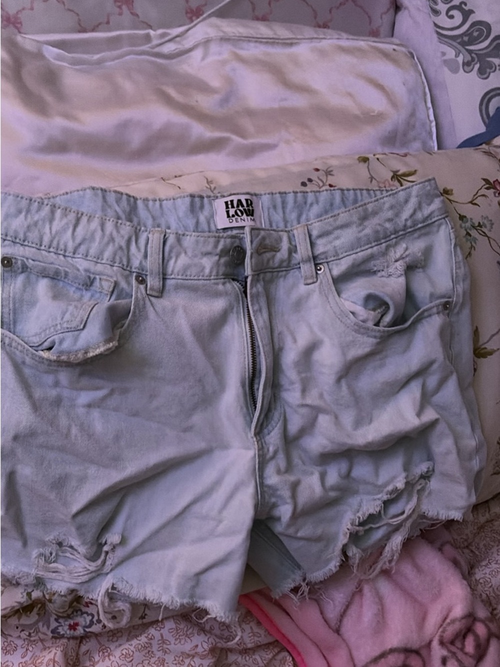 Women’s Light Blue Distressed Jean Shorts